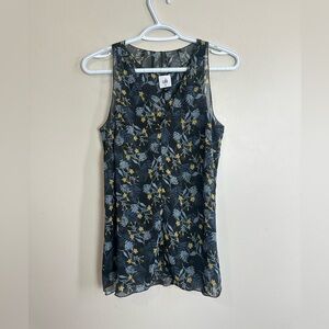 CAbi Size XS Black and Yellow Floral Tank Top